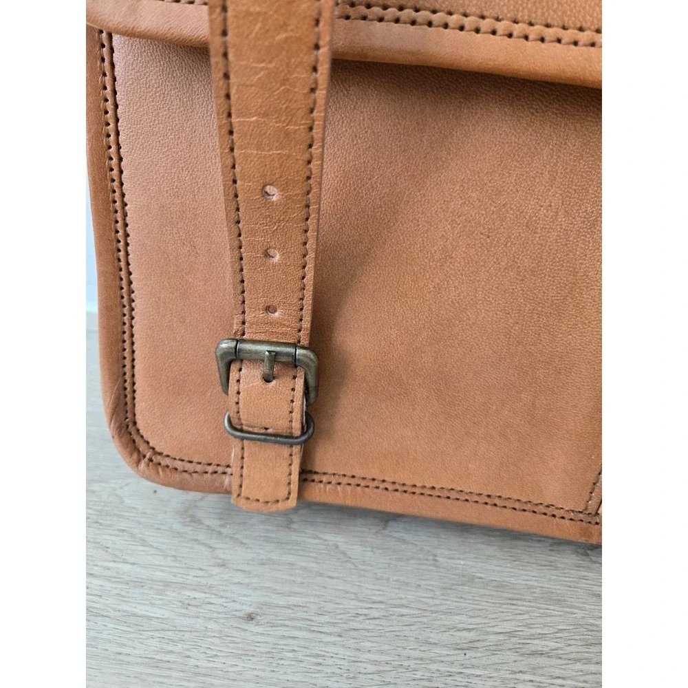 Hulsh Leather Bags Tan Leather Messenger Satchel Briefcase Handcrafted